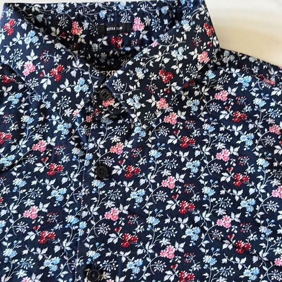 Express Extra Slim Floral Button Front Mens XL - Picture 3 of 10